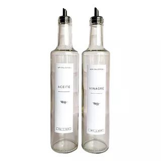 Set Aceiteros Dispenser Aceite+vinagre Vidrio Transparente 