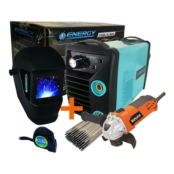 Soldadora Energy 140 + Kit Herrero Hobby Amoladora + Mascara