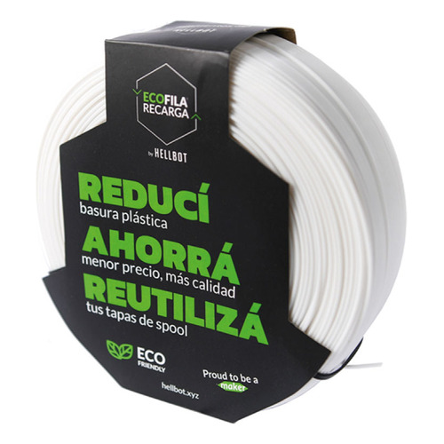 Filamento Pla Impresora 3d Hellbot Ecofila Recarga 1kg 1.75 Blanco