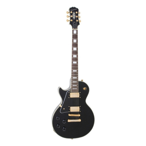 Guitarra eléctrica para zurdo Epiphone Inspired by Gibson Les Paul Custom de caoba ebony brillante con diapasón de ébano