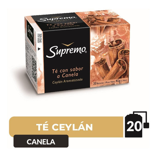 Té Negro Gourmet Sabor Canela Supremo 20 Bolsitas