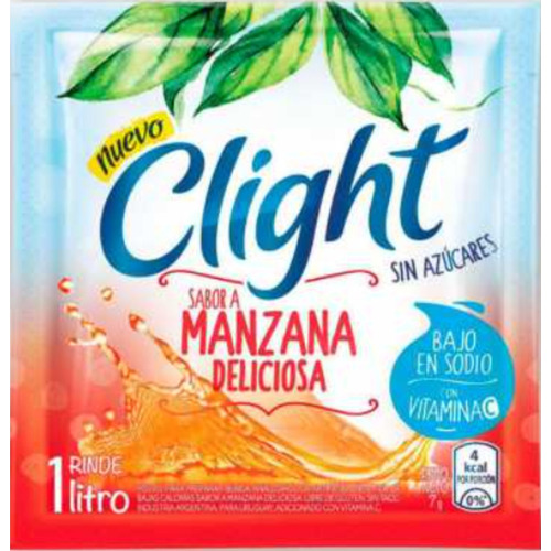 Jugo En Polvo Clight Manzana Deliciosa Vitaminas C + D X20