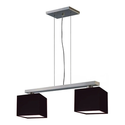 Colgante 2 Luces Acero Platil Pantallas Cuadradas Apto Led