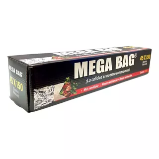 Papel Aluminio Modelo 45cmx150 Marca Mega Bag (1 Rollo)