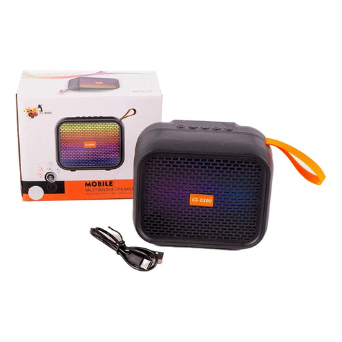 Parlante Bluetooth Inalámbrico Con Luz Led Y Radio Fm Cs300 Color Negro