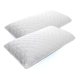 Set X 2 Almohadas Largas Ultrasonido Fibra Silicon 50x90 Cm Color Blanco