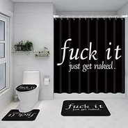 Artsocket 4pc Funny Get Naked Shower Curtain Sets With Rugs,