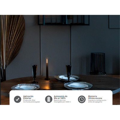 Kit X3 Velador De Mesa Candle + Base De Carga Negro Mc