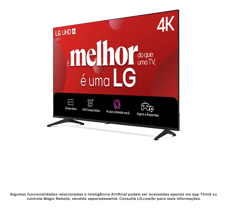 Smart TV 4K 43" LG UHD 43UA75 Processador α7 AI Ger8 4K Super Upscaling Google Cast Alexa Integrado Controle Remoto Padrão WebOS 25