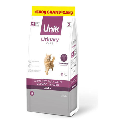 Alimento Unik Urinary Care Control Urinario Gato Adulto 2kg