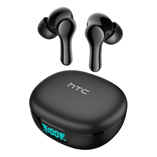 Audífonos in-ear gamer inalámbricos HTC TWS12 negro con luz LED