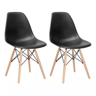 Kit 2 Cadeiras Charles Eames Cozinha Wood Eiffel Dsw Av Cor Da Estrutura Da Cadeira Preto