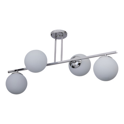 Plafon Colgante De-cor Elyn 4 Luces Cromo Globo Opal Cromo/opal