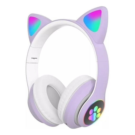 Stn 28 Auriculares Diadema De Gato Huella Con Luces Orejas 