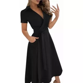 Vestido Para Cuello En V Mujer Moda Casual Fiesta Elegante