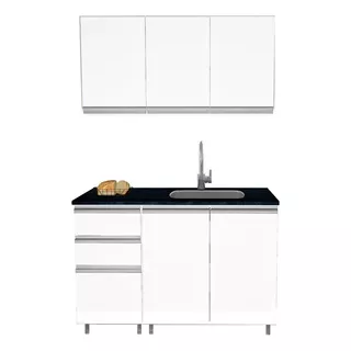 Mueble Cocina Alacena Y Bajo De 120 Blanco Perfil J Aluminio