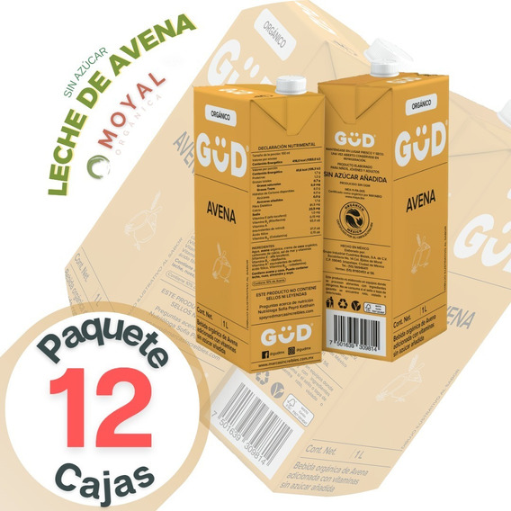Leche De Avena Orgánica Sin Azúcar Gud 1 L Pack 12