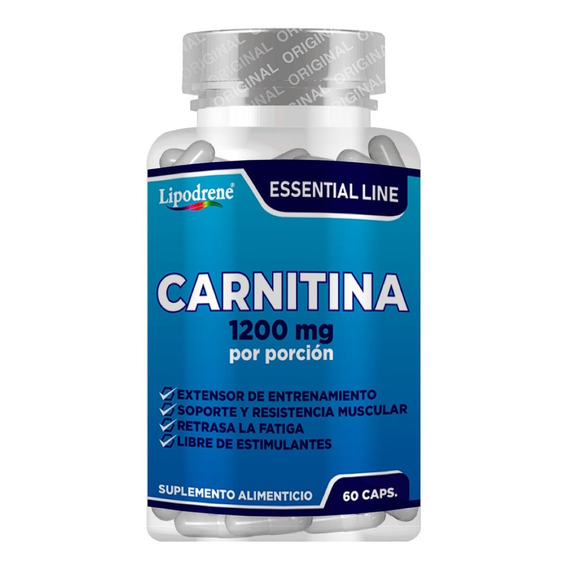 Carnitina 1200 Mg | Lipodrene | Essential 60 Caps Sabor Sin sabor