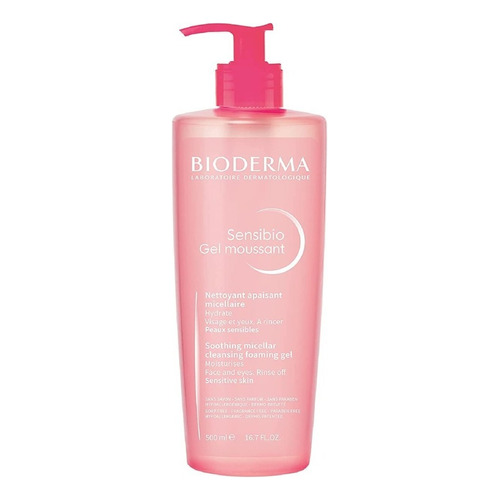 Gel Moussant Bioderma Sensibio Gel Moussant Micelar día/noche para piel sensible de 500mL/500g +12 años