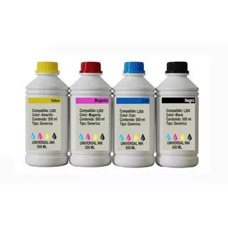 4 Medios Litros De Tinta Para L110/l200/l211/l380/l495