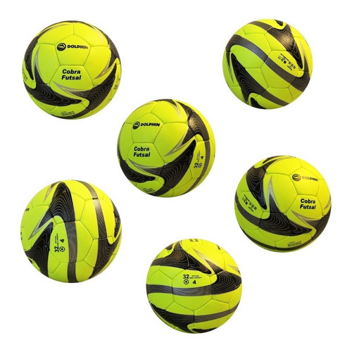 Pelota X 6 Unid. Fútbol No. 4 Profesional Futsal Tipo Nassau Color Amarillo