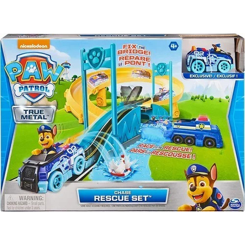 Paw Patrol, Pista True Metal, vehículo de Chase escala 1:55