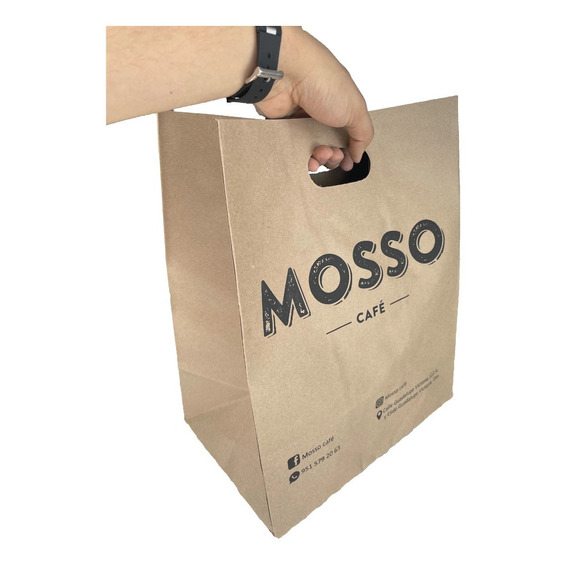 Bolsa Papel Kraft Asas 30x20x40 Impresa! C/ Envío 500 Pz