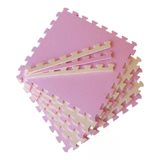 Kit 8 Tatame Tapete Eva Rosa Claro E Creme 50x50x1cm 10mm