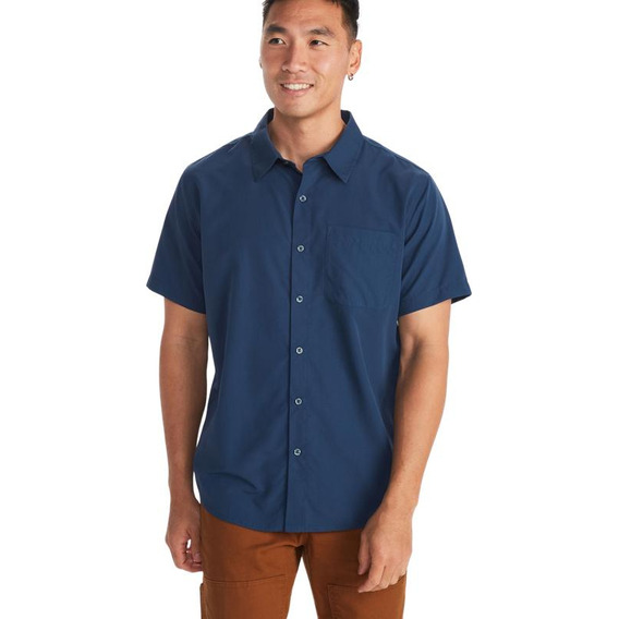 Camisa Hombre Marmot Aerobora Ss Azul