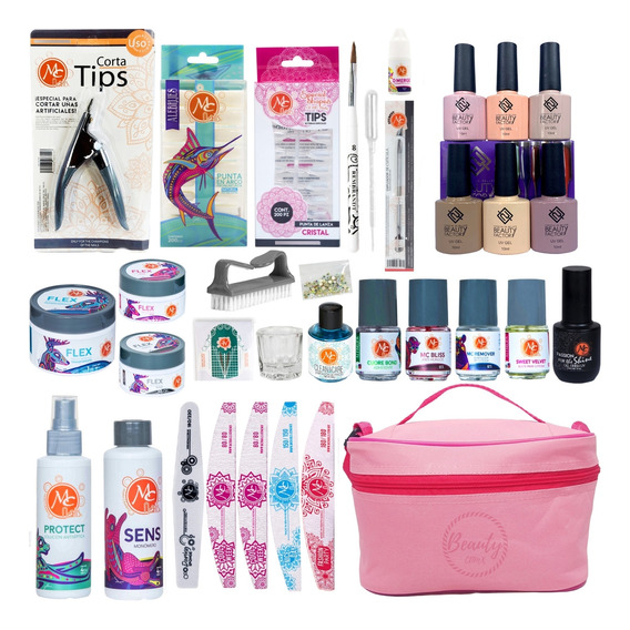 Kit Profesional Uñas Acrilicas Mc Nails + 6 Geles De Color