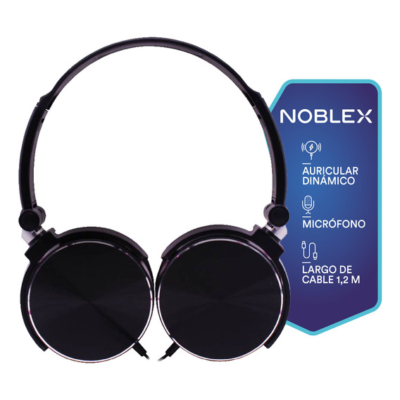 Auriculares Vincha Noblex Hp107 Con Micrófono 3,5mm Color Negro