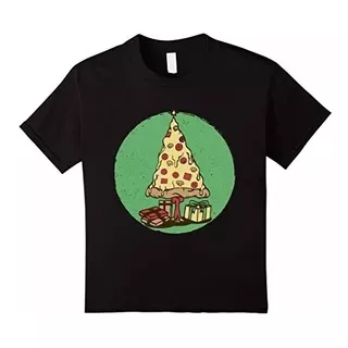 Playera Negra Camiseta Navidad Estampado Pizza Talla Chica