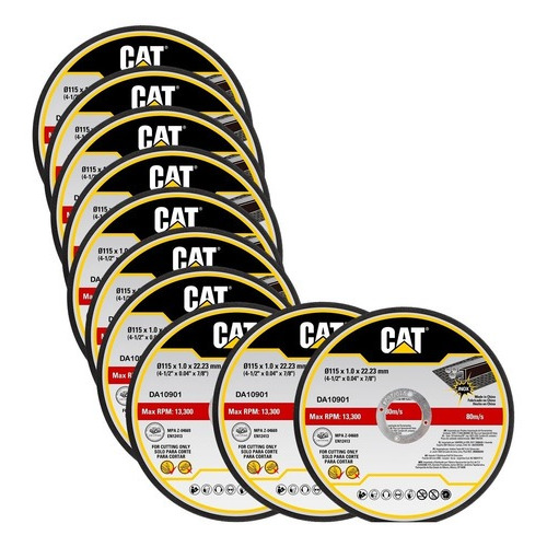 Set 10 Discos Para Amoladora 115mm 4 1/2 Pg Cat Caja Metal Color Gris