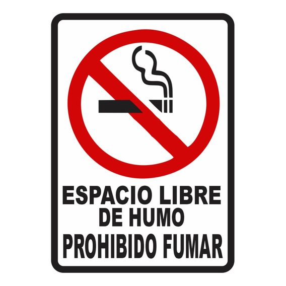 Señalización Aviso Metalico Espacio Libre Humo 20x15 Cms