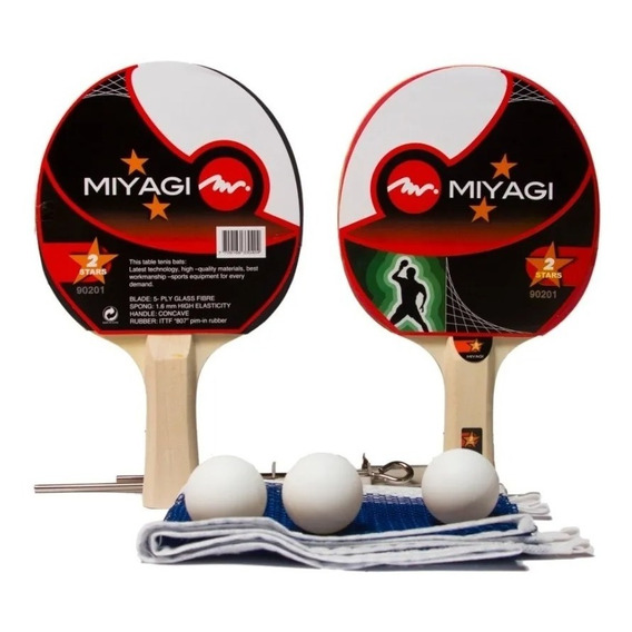 Set Tenis De Mesa Miyagi 90201 De 2 Raquetas, Paral Y Bolas