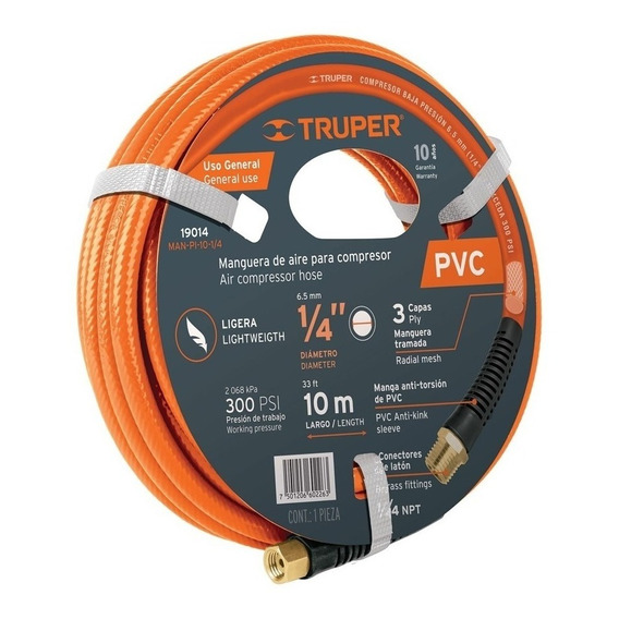 Rollo De 15 M De Manguera 3/8' De Pvc Para Compresor, Truper