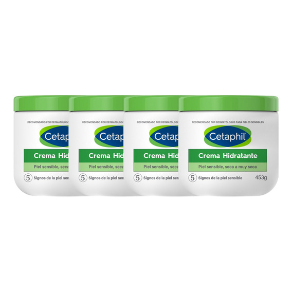 Combo X4 Cetaphil Crema Hidratante Piel Sensible Y Seca 453g