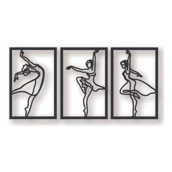 Cuadro Decorativo Bailarinas Minimalista Madera Ecológica