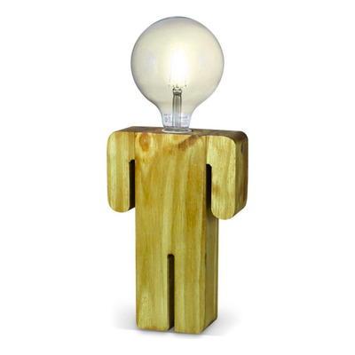 Velador H 1 Luz E27 Hombre Brazos Moviles 27cm Madera