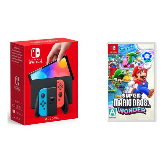 Nintendo Switch Oled 64gb Neon+juego Super Mario Bros Wonder