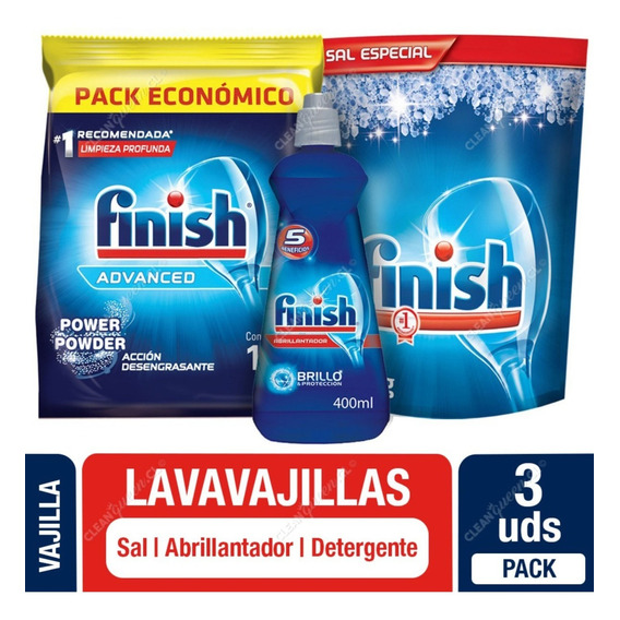 Finish Pack Económico Det. 1 Kg+ Abrillant.400 Ml.+ Sal 1 Kg