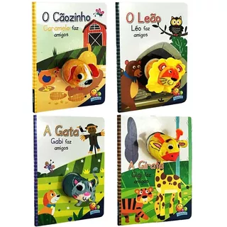 Kit Com 4 Livros-dedoche Interativos - Cartonados - 12 X 16 Cm - 8 Páginas