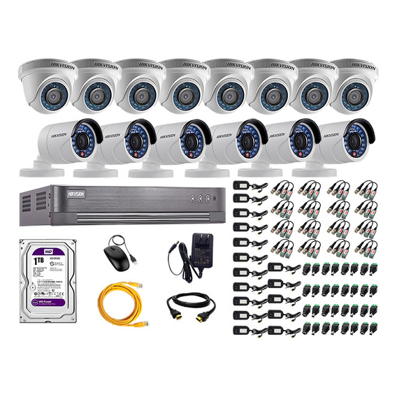 Kit 16 Camaras Full Hd 1080p Hikvision Disco 1tb P2p