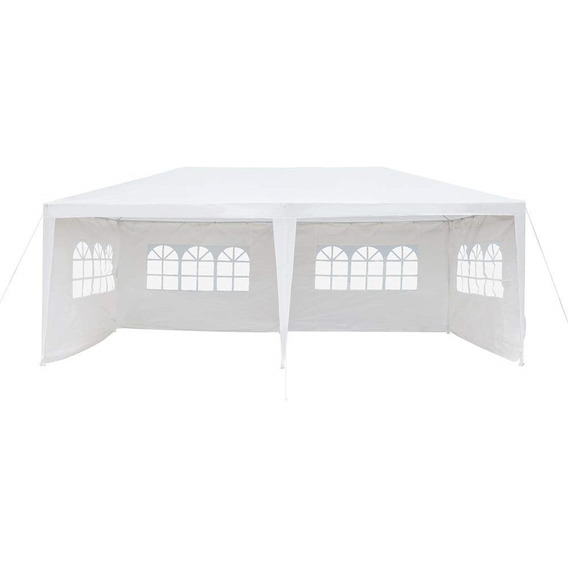 Toldo Carpa 6 X 3m Con Paredes Y Ventanas Para Fiesta Jardin Color Blanco