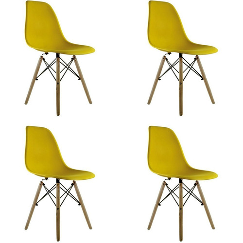 Set 4 Sillas Eames Mundo In Comedor Restaurante Color de la estructura de la silla Amarillo