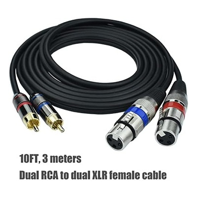 Mugteeve Adaptador De Cable Fono Dual Xlr Hembra A Doble Rca