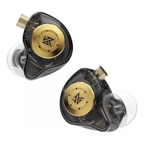 Auriculares Kz Edx Pro con micrófono, color negro y cristal, negro derecho, negro