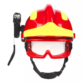 Casco Rojo Rescate Bombero Seguridad Lampara Goggles