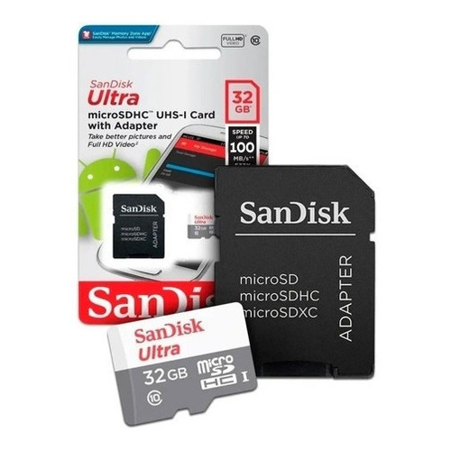 Tarjeta de memoria microSD Sandisk Ultra de 32 GB, 100 MB/s, clase 10