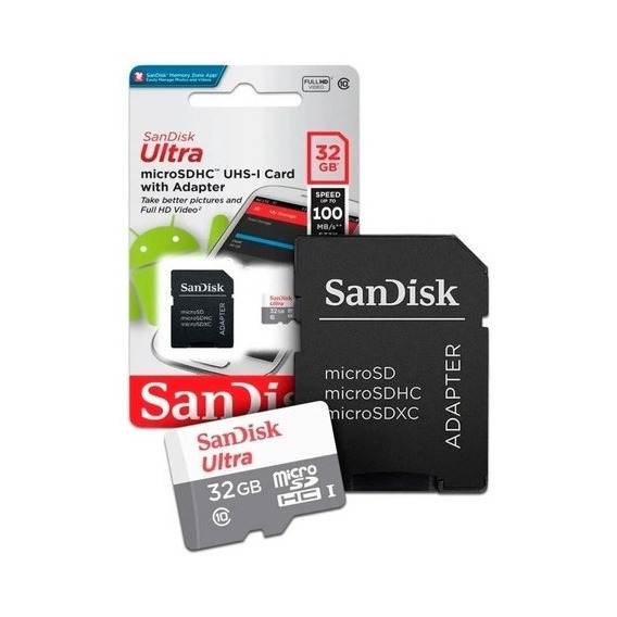 Tarjeta de memoria microSD Sandisk Ultra de 32 GB, 100 MB/s, clase 10